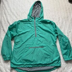 Lauren James Teal Lightweight Quarter Zip Hooded Pullover Jacket Women's Size L